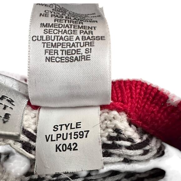 Vtg Villager Sport Petite M Fair Isle Sweater Faux Fur Collar Full Zip Holiday - Picture 8 of 10